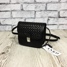 "Kolibry" bag genuine leather, black colour (Veneto)