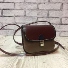 "Kolibry" bag genuine leather, burgundy/gray/cappuccino