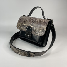 "Biyanka" bag genuine leather, black color/python