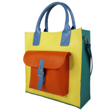 Сумка "ГАРДА" натуральная кожа, жёлтый/бирюза/оранжевый/голубой