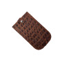 Ключниця з кнопкою, натуральна шкіра з тисненням "Кроко", рудий колір
