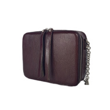 "Kvadro" bag genuine leather, brown-burgundy color