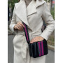 "Kvadro" bag genuine leather, purple/black/fuchsia color