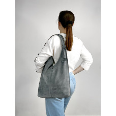 Bag "Linda", genuine suede, grey color