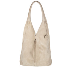 Bag "Linda", genuine suede, beige color (ivory)