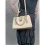 "luize" bag genuine suede and leather, grey color nickel