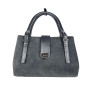"luize" bag genuine suede and leather, grey color nickel