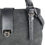 "luize" bag genuine suede and leather, grey color nickel