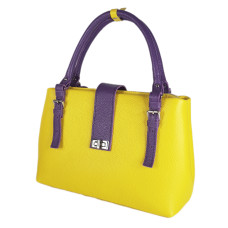 "luize" bag genuine leather, yellow/violet color 