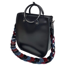 "Malva" bag genuine leather, black color