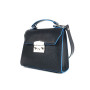 "Mery" bag genuine leather, black color with a blue edge