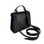 "Mery" bag genuine leather, black color with a blue edge