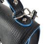 "Mery" bag genuine leather, black color with a blue edge