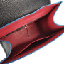 "Mery" bag genuine leather, black color with a blue edge