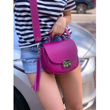 "Rimini" bag, genuine leather, fuchsia color, с ручкой