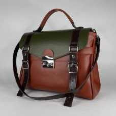 Сумка "Вінтаж" натуральна шкіра, колір коричневий, рудий, оливковий (гончарна гліна/хакі/шоколад)